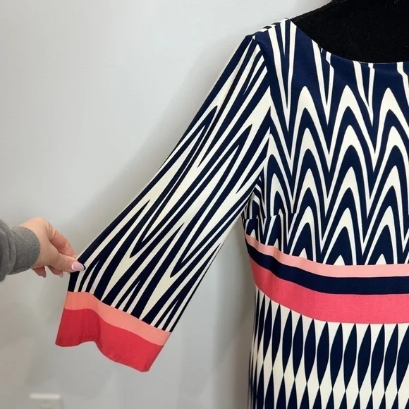 Eliza J Blue & Pink Shift A-Line Midi Dress (Size 12) - Picture 4 of 8